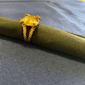 David Yurman 18kt gold citrine with pave diamonds